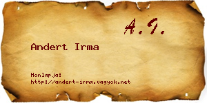 Andert Irma névjegykártya